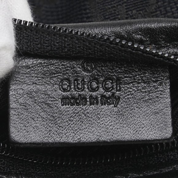 Gucci GG Canvas Pouch Black Leather - Picture 7 of 8